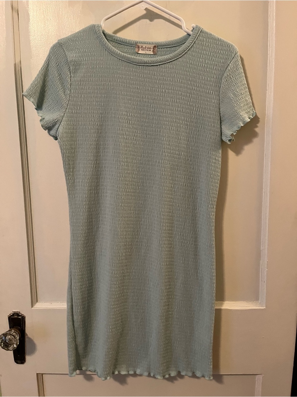 Altar'd State Sage Ribbed Short Sleeve Dress